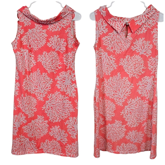 Pink and White Sleeveless Sheath Dress with Peter Pan Collar - Picture 1 of 9